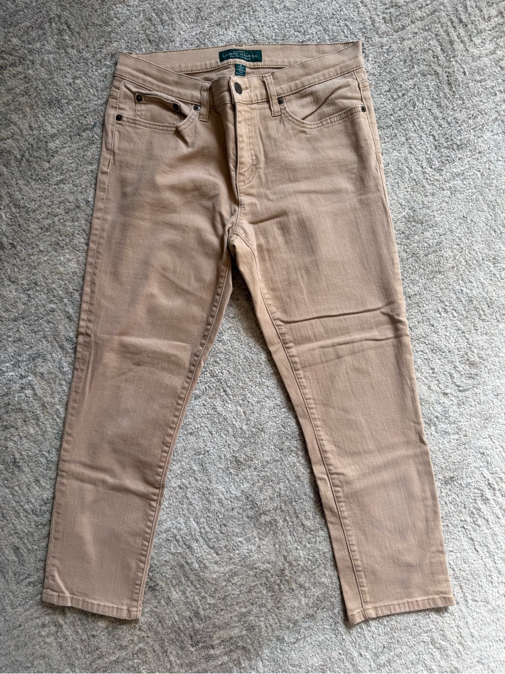 LRL Ralph Lauren Women’s Modern Straight Cropped Beige Jeans
